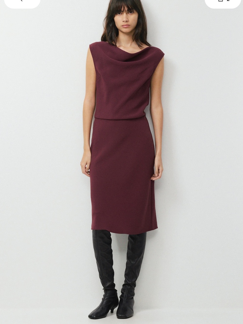 Aritzia Crepe Midi Dress in Gala Plum